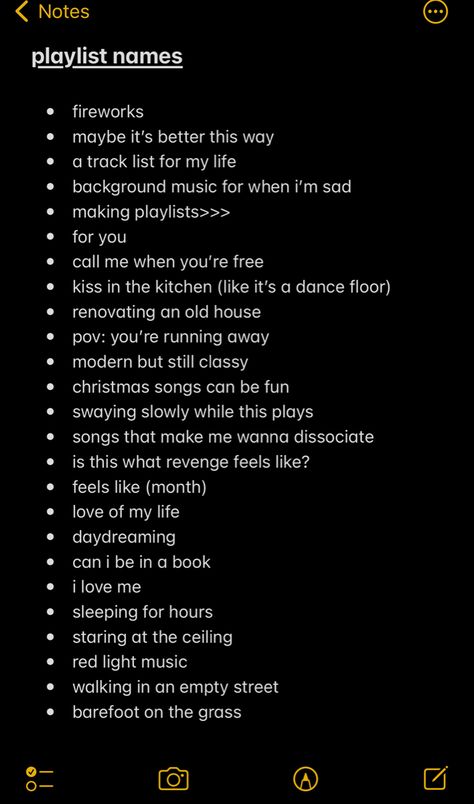 Playlist Names For English Songs, Mellow Playlist Names, Concert Playlist Names, Playlist Names For Main Playlist, Playlist Names For Alternative Music, Reggaeton Playlist Names Ideas, Playlist Inspo Aesthetic, Grunge Band Name Ideas, Poetic Playlist Names