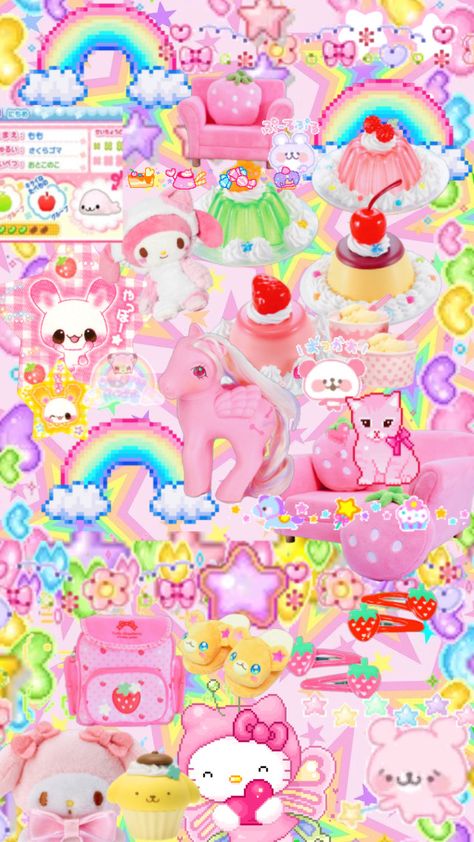 Anime Kawaiicore Wallpaper, Candycore Wallpaper, Colorful Kawaii Wallpaper, Kawaii Rainbow Wallpaper, Kawaiicore Wallpaper Iphone, Cute Wallpapers Rainbow, Kawaii Core Background, Wallpaper Backgrounds Kawaii, Cute Core Background