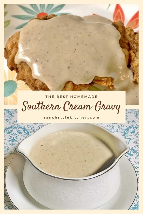 Easy Country Gravy, Homemade Country Gravy Recipe, Deer Steak Recipes, Cream Gravy Recipe, Country Gravy Recipe, Easy Homemade Gravy, White Gravy Recipe, Homemade Gravy Recipe, Easy Gravy Recipe