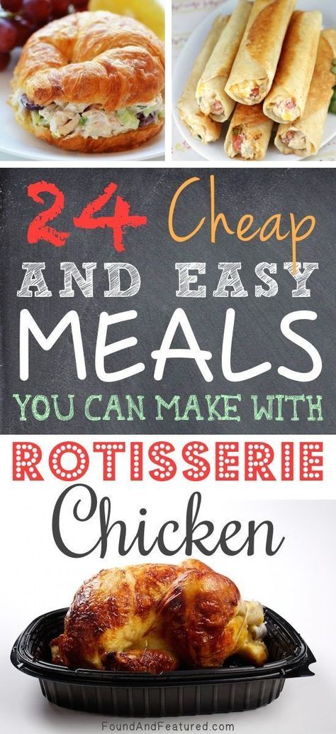 24 Cheap and Easy Meals You Can Make with Rotisserie Chicken Poverty Food, Make With Rotisserie Chicken, Cheap And Easy Meals, Recipes Cheap, Cheap Easy Meals, Budget Recipes, Rotisserie Chicken Recipes, Cheap Dinners, Idee Pasto Sano