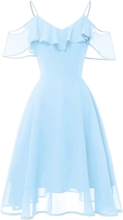 Light Blue Flowy Dress Short, Blue Dress Amazon, Light Blue Dress Formal Short, Blue Short Bridesmaid Dresses, Semi Formal Dresses Short, Light Blue Dress Short, Light Blue Dress Formal, Formal Dress With Pockets, Grade 8 Grad Dresses