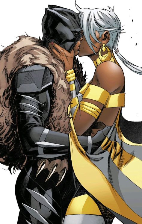 Black Panther And Storm, Black Panther Storm, Black Panther Comic, Marvel Wedding, Storm Marvel, Ororo Munroe, Storm Art, T Challa, Panther Art