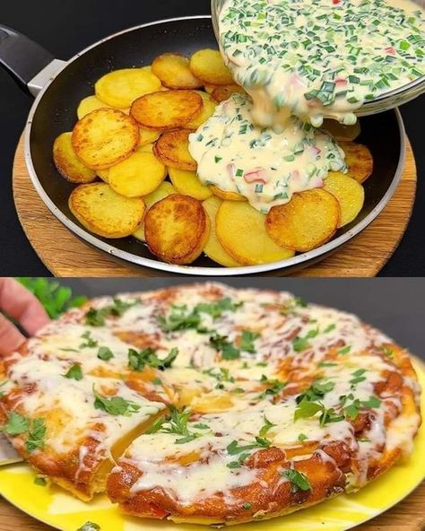 Grandma's Secret Recipes | My grandmother taught me this dish | Facebook Potatoe Dinner Recipes, Potato And Egg Breakfast, Potato Skillet, Skillet Potatoes, Chicken And Cabbage, Cheesy Potato, Jamie Oliver Recipes, Hearty Dinner, Cheesy Potatoes