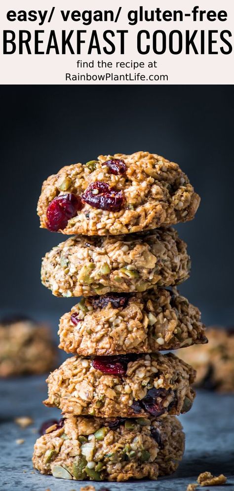 Vegan Breakfast Cookies, Breakfast Cookies Gluten Free, Deceptively Delicious, Rainbow Plant Life, Vegan Gluten Free Breakfast, Oatmeal Breakfast Cookies, Breakfast Cookies Healthy, Cookies Gluten Free, Healthy Vegan Breakfast