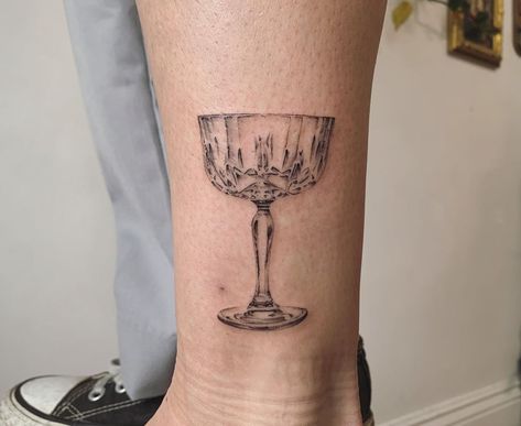 Lucy C Tattoos | A coupe glass, thank you so much Maddy!! 🥂 . . . . . . . . . . . #blackworktattoo #finelinetattoo #dotworktattoo #dotwork #crystaltattoo… | Instagram C Tattoos, New Orleans Tattoo, Wine Tattoo, Glass Tattoo, Melbourne Tattoo, Timeless Tattoo, Black Art Tattoo, Crystal Tattoo, Dot Tattoos