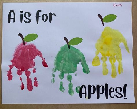 Just add handprints for this apple craft! Good Bye Summer Crafts For Toddlers, Apple Art Projects For Toddlers, A Is For Apple Handprint, Apple Tree Handprint Craft, September Crafts Toddlers, May Crafts For Kids Toddlers, May Projects For Toddlers, Handprint Apple Craft, Thanksgiving Crafts For 2 Year