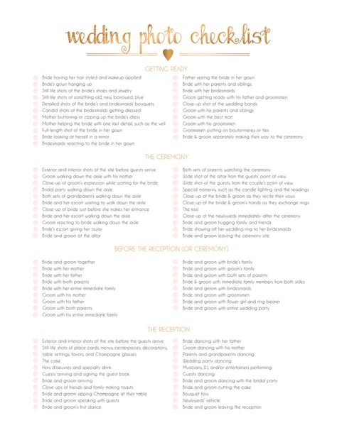 Wedding Guide Checklist, Wedding Photography Shot List, Wedding Photo Checklist, Wedding Photography List, Wedding Photo List, Photography List, Wedding Shot List, Photo Checklist, Wedding Photography Checklist