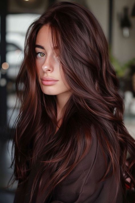 Brown Hair Red Undertones, Pelo Color Borgoña, Cherry Brown Hair, Dark Auburn Hair, Mahogany Hair, Rambut Brunette, Chocolate Brown Hair Color, Hair Color Chocolate, Brown Hair Looks