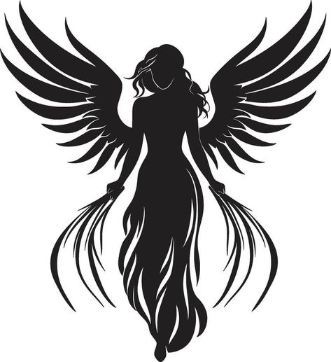 Angelic Radiance Beautiful Wings Icon Heavenly Guardian Black Angelic Emblem Moto Logo Design, Angel Icon, Angel Logo, Angel Svg, Angel Silhouette, Wings Icon, Angel Coloring Pages, Beautiful Wings, Angel Wings Design