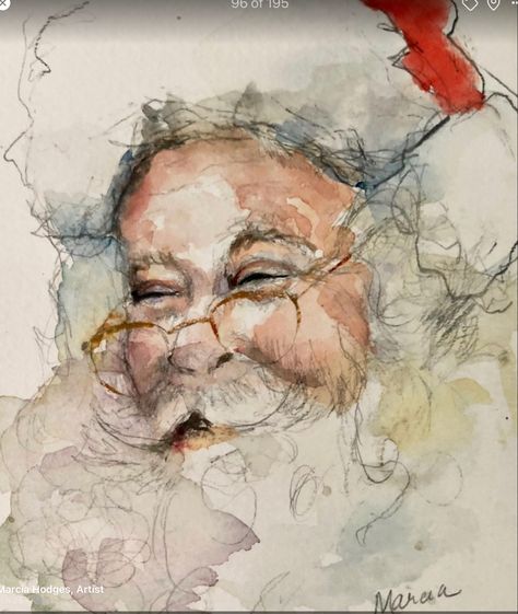 Watercolor Christmas Watercolor Drawing, Rudolph Watercolor, Pencil And Watercolor Art, Vintage Santa Images, Santa Watercolor, Watercolor Santa Claus, Watercolor Christmas Art, Christmas Journaling, Watercolor Santa