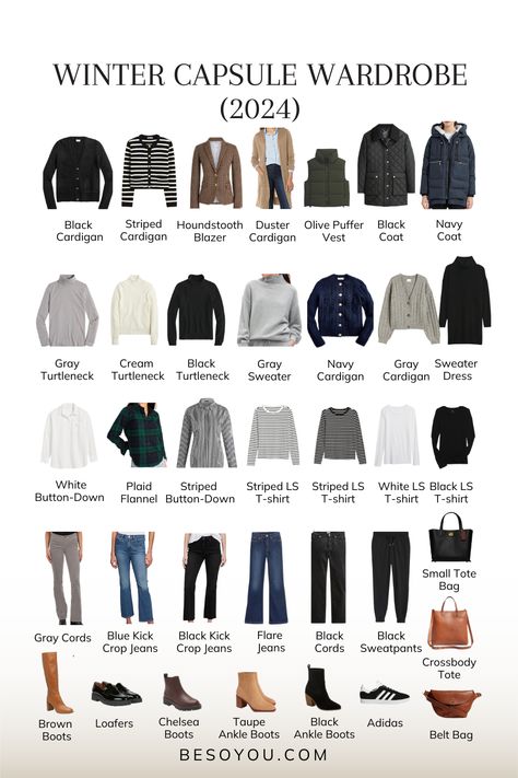 Discover how to curate a winter capsule wardrobe, how to tell if a piece deserves a spot in your closet, what's in my capsule, and see 10 stylish outfits. Capsule Wardrobe Casual, Fashion Capsule Wardrobe, Winter Capsule, Winter Capsule Wardrobe, Outfit Formulas, Fashion Capsule, Dress With Cardigan, Preppy Outfits, Outfits Casuales