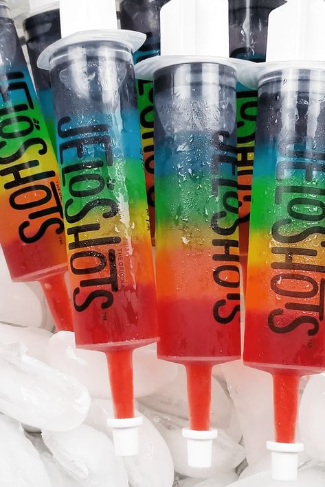 Pride Jello Shots, Rainbow Party For Adults, Pride Party Ideas Games, Jello Syringe Shots Recipe, Pride Birthday Party Ideas, Adult Rainbow Party, Jello Shots Syringe, Gay Bachelorette Party Ideas, Pride Food Ideas