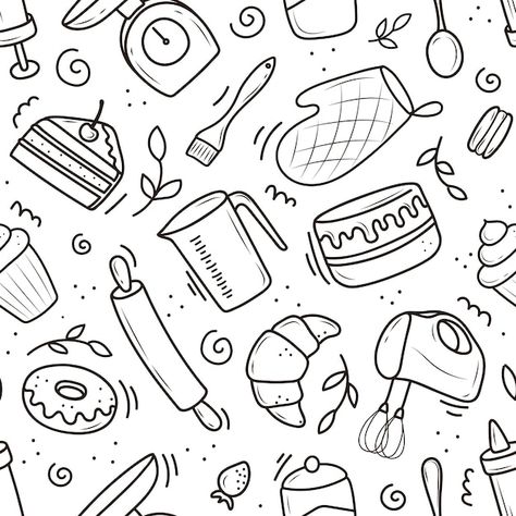 Baking Tools Illustration, Doodle Cake, Bakery Icon, Painted Fridge, Cake Icon, Cake Vector, Doodle Paint, Food Doodles, Baking Art