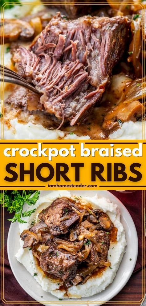 How To Cook Beef Short Ribs Slow Cooker, Recipe For Beef Short Ribs Crock Pot, Beef Chuck Ribs Recipe Crock Pot, How To Make Braised Short Ribs, Paleo Short Ribs Slow Cooker, Crock Pot Braised Beef, Boneless Beef Ribs Crockpot Slow Cooker, Bone In Short Ribs Slow Cooker, Slow Cooker Recipes Short Ribs