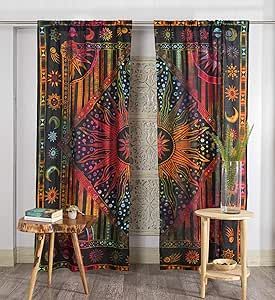 Drapery Bedroom, Boho Valances, Hippie Curtains, Hanging Drapes, Mandala Curtains, Indian Curtains, Cortinas Boho, Bohemian Sun, Burning Sun