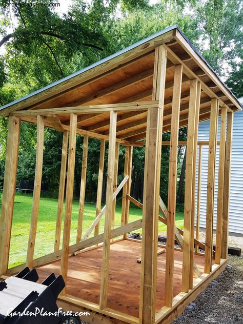 DIY 8x12 Lean to Shed | Free Garden Plans - How to build garden projects Small Shed Plans, Diy Storage Shed Plans, Lean To Shed Plans, Backyard Storage Sheds, Diy Storage Shed, Wood Shed Plans, Lean To Shed, Backyard Storage, Shed Building Plans