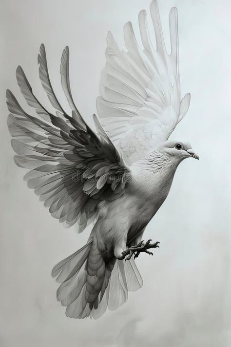 A white dove is flying in the air stock photo Two Doves Flying, Dove Design Tattoo, Small Birds Flying, Pigeon Photo, Dove Photo, Universal Monsters Art, Doves Flying, Dove In Flight, Angel Sculpture Art