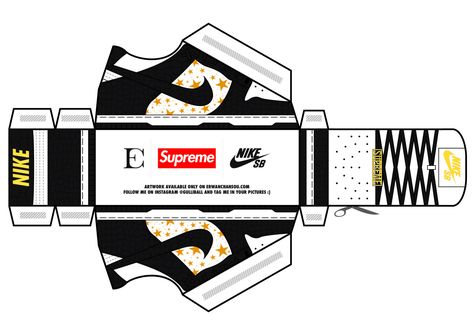 Erwan Chansou — Dunk SB x Supreme papertoy (2021) Have you missed... Shoes Paper Craft, Papercraft Shoes, Chunky Dunky, 3d Templates, Paper Shoes, Paper Bag Design, Purple Stars, Air Max Day, Paper Toys Template