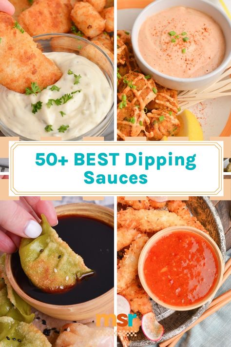 Whether you're dipping fries, eggrolls seafood or these creamy, spicy and savory sauces are perfect for all of your dipping needs! Savory Dipping Sauce, Homemade Egg Roll Dipping Sauce, Savoury Sauce Recipes, Spicy Ketchup Dipping Sauce, Diy Dipping Sauce, Breakfast Dipping Sauce, Cheeseburger Eggroll Dipping Sauce, Sauces For Dipping, Bam Bam Sauce