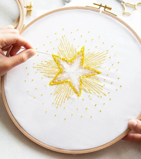 Home Craft Projects, Craft Project Ideas, Simple Hand Embroidery Patterns, Viking Sewing, The North Star, Floral Embroidery Patterns, Diy Embroidery Patterns, Star Embroidery, Christmas Embroidery