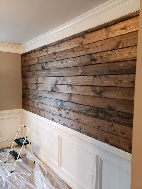 Feature Wall Modern, Farmhouse Feature Wall, Tub Bathroom, Faux Shiplap, Accent Walls In Living Room, Tile Shower Ideas, Shower Remodel, Tile Ideas, Updating House