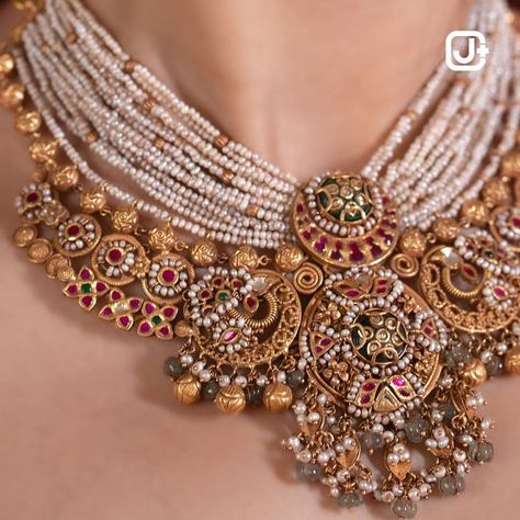 Step into a realm of regal splendor with our heritage jewellery, where the echoes of history resonate in every intricate detail. Discover the magic of heritage, reinvented for the modern soul. . . #JewelPlus #jewelplusbride #weddingjewellery #jewelplusahmedabad #heritagejewellery #craftedjewellery #necklaces #luxurylifestyle #heritagecollection #indianjewels #jewelrydesign #jewelrydesigner #gold #goldjewelry Gold Jwellery Design Indian Jewelry, Jewelry 2024, Choker Design, Bridal Jewellery Inspiration, Indian Wedding Jewelry Sets, Traditional Necklace, Bridal Necklace Designs, Gold Jewels Design, Neck Pieces Jewelry