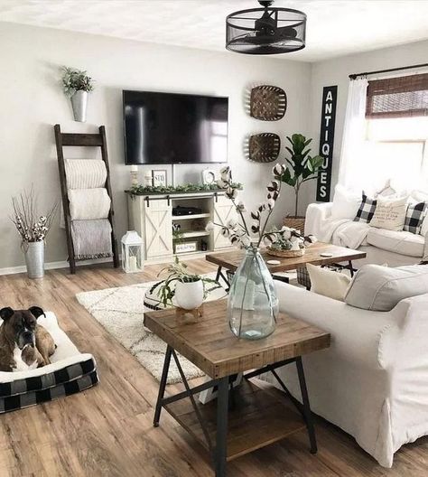 Ruang Tv, Modern Farmhouse Living Room Decor, Farm House Livingroom, Furnitur Ruang Keluarga, Farmhouse Living Room Decor Ideas, Rustic Farmhouse Living Room, Modern Farmhouse Living Room, Small Space Living Room, Farmhouse Living Room