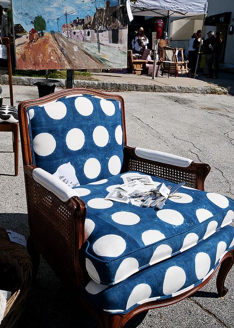 . Blue Upholstered Chair, Polka Dot Chair, Black And White Living Room, Hill Photography, Chic Chair, Luxury Lifestyle Fashion, Loungers Chair, Amrita Singh, Polka Dot Fabric