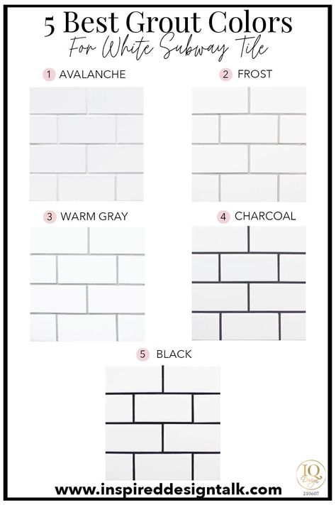 5 Subway Tile Grout Colors That You'll Totally Be Obsessed With • Inspired Design Talk Subway Tile Grout, Tile Grout Color, Grout Colors, White Subway Tile Shower, White Subway Tile Bathroom, Subway Tile Showers, Architecture Renovation, Subway Tiles Bathroom, Bilik Air