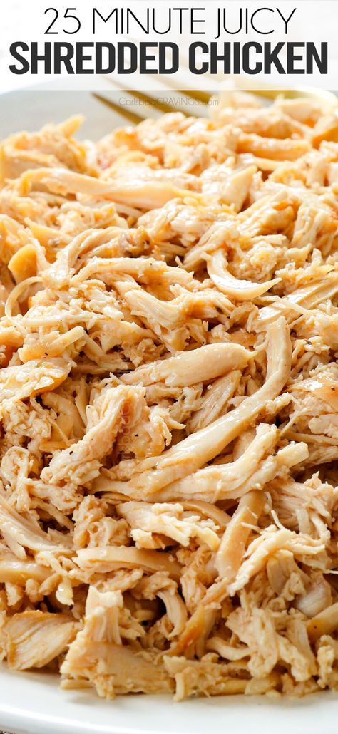 How to Make the JUICIEST Shredded Chicken! (Stove, IP or Slow Cooker) Shredded Chicken No Crockpot, The Best Shredded Chicken, Best Way To Cook Shredded Chicken, Diy Shredded Chicken, Shredded Chicken For Soup, Perfect Shredded Chicken, Moist Shredded Chicken Crock Pot, Baked Chicken Breast For Shredding, How To Shredded Chicken