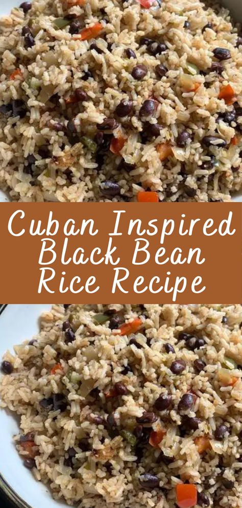 Cuban Inspired Black Bean Rice Recipe | Cheff Recipes Dried Black Bean Recipes Mexican, Latin Rice Recipes, Black Beans Rice And Hamburger, Spanish Black Beans And Rice, Dinner Ideas With Black Beans, Cuban Style Black Beans And Rice, Recipes With Rice And Beans, Caribbean Black Beans And Rice, Black Bean Main Dish Recipes