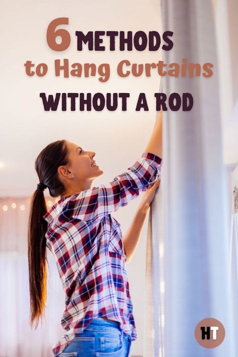 Room Master Bedrooms, Diy Curtain Hanging, Hang Curtains From Ceiling, Curtains Without Rods, Curtains Over Blinds, Curtains Without Drilling, Ceiling Curtain Rod, Outdoor Curtain Rods, Hanging Drapes