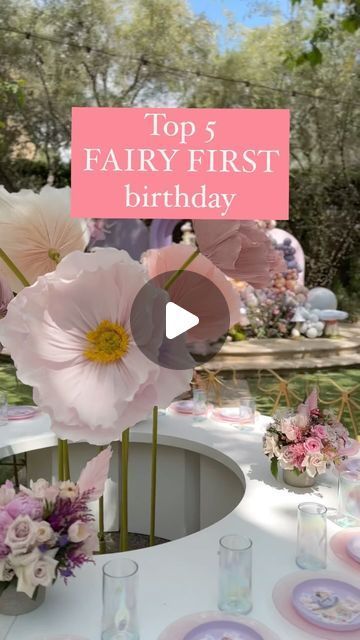 Large Flower Art on Instagram: "Some of my favorite outdoor fairy birthday events!   Which one is your favorite?!" Fairy Land Theme Birthday Party, Fairy Tail First Birthday Party, Fairy 1st Birthday Party Decoration, Fairy First Birthday Backdrop Ideas, First Fairy Birthday, My Fairy First Birthday Backdrop, Fairy First Birthday Photoshoot, Diy Fairy Decorations Birthday Parties, Fairy Birthday Balloon Arch