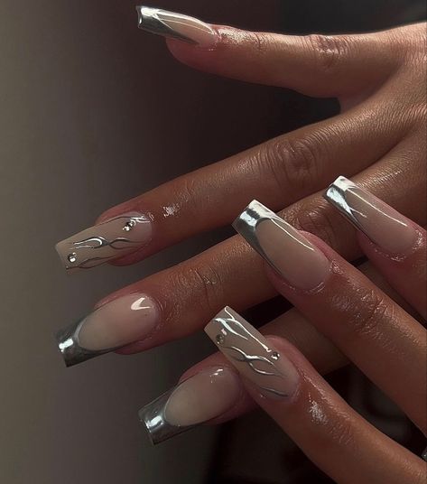 Sparkle Nail Design Ideas, Most Wanted Tour Nails, Nail Inspo New Years, Words On Nails, Cybersigilism Nails, Kali Uchis Nail Ideas, Gia Core, Bday Nails, Summer Acrylic