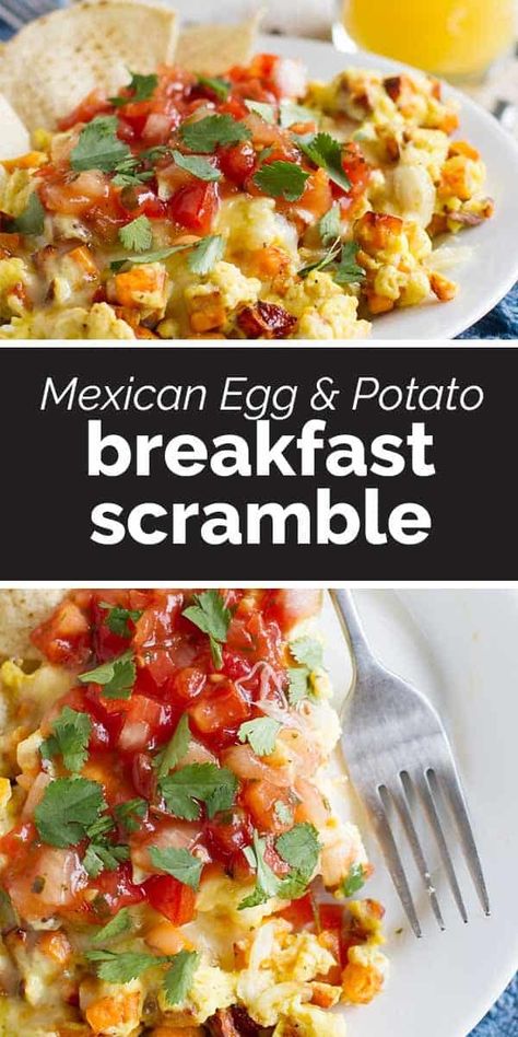 Eggs And Salsa Breakfast, Egg And Salsa Breakfast, Eggs Salsa Breakfast, Scrambled Eggs With Salsa, Mexican Breakfast Scramble, Sweet Potato Scrambled Eggs, Kosher Mexican Food, Sweet Potato Breakfast Scramble, Scrambled Eggs With Potatoes