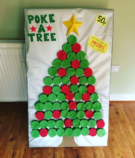 Luv Kyy ꨄ - Christmas party games ❤️ School Christmas Carnival Ideas, Christmas Fair Ideas Games, Winter Fayre Ideas, Winter Fair Ideas, Christmas Poke A Tree Game, Kids Christmas Fair Games, School Fayre Games, Stall Games School Fair, Holiday Family Night At School