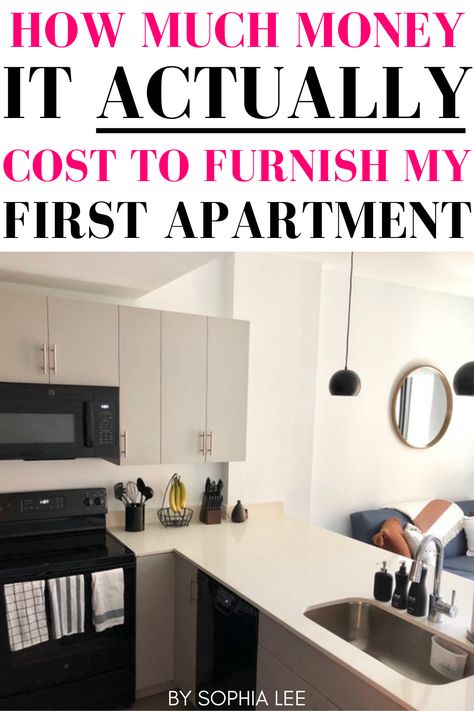 wait this is so helpful!! I've been looking up first apartment ideas and there are so many I love but everything seems so expensive!! This really helped me learn how much it actually costs to furnish an apartment First Apartment With Husband, First Apartment Furniture, Cheap First Apartment Ideas, First Apartment Ideas, Newlywed Apartment, My First Apartment, Sophia Lee, Future Apartment, Furnished Apartment