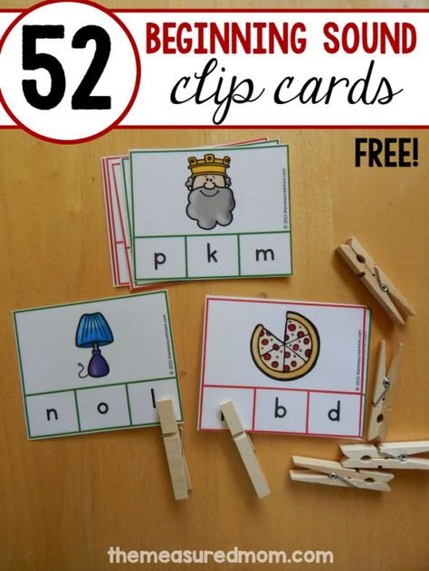 These alphabet cards are a great letter sounds activity for preschool. Plus, they come in an easy and more challenging set for a total of 52 free cards! Teaching Letter Sounds, Letter Sound Activities, The Measured Mom, Measured Mom, Beginning Sound, Kindergarten Centers, Preschool Literacy, Teaching Letters, Letter Activities