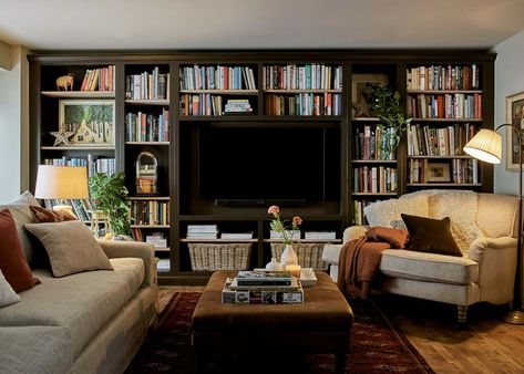 Tiny Lounge, Small Living Room Tv, Living Room Tv Ideas, Furniture Cute, Small Tv Room, Eclectic Decor Bohemian, Tv Lounge, Tv Ideas, Library Living Room