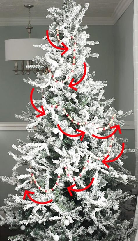 Vertical Garland On Christmas Tree, Lace Garland Christmas Tree, Beaded Garland For Tree, White Garland On Christmas Tree, Wreath On Christmas Tree, Curly Ribbon Christmas Tree, Christmas Tree Fuller How To Make, Christmas Tree With Pom Pom Garland, Pencil Christmas Tree Decoration Ideas