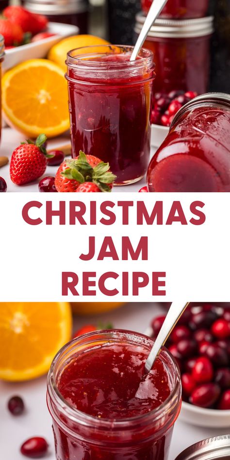 Start a sweet holiday tradition with this Christmas Jam for Canning recipe. It's a festive and easy way to add homemade charm to your celebrations! Cranberry Orange Freezer Jam, Chutney Canning Recipes, How To Can Preserves, Homemade Jellies And Jams, Easy Jams To Make, Cranberry Marmalade Recipe, Orange Cranberry Marmalade Recipe, Fall Jams Canning Recipes, Jelly Christmas Gifts