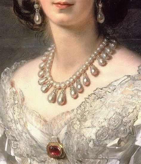 Franz Xavier Winterhalter, Images Terrifiantes, Wearing Pearls, Royal Core, Rennaissance Art, Princess Aesthetic, Royal Jewels, Old Paintings, Victorian Art