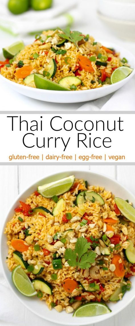 Dairy Free Casserole, Gluten Free Rice Recipes, Coconut Curry Rice, Vegetable Dinner, Thai Vegan, Variety Rice, Thai Coconut Curry, Making Rice, Rice Recipes Vegan