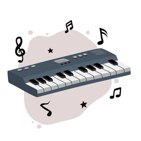 Musical keyboard instrument clipart cart... | Premium Vector #Freepik #vector #piano #piano-keys #piano-keyboard #music-keyboard Gambar Piano, Piano Keyboard Drawing, Instrument Clipart, Cartoon Piano, Cartoon Keyboard, Piano Clipart, Music Mural, Piano Drawing, Keyboard Instrument