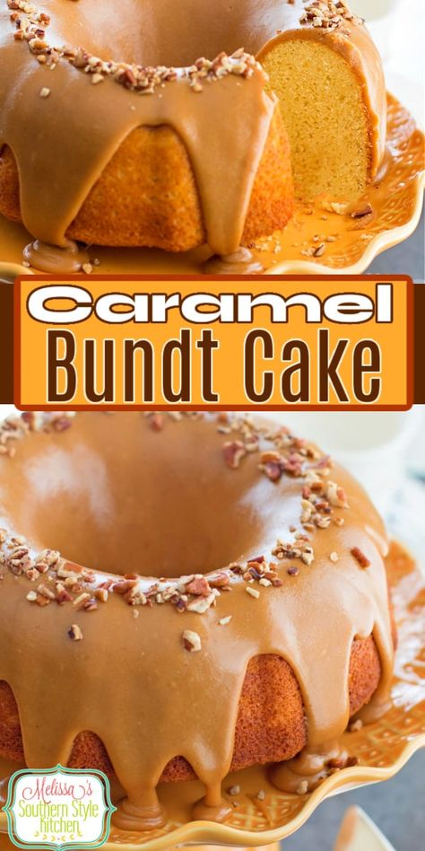 This buttery Caramel Bundt Cake makes a stellar addition to your special occasion desserts menu #caramelcake #caramelbundtcake #southerncakerecipes #southerncaramelcake #bestcaramelcake #bundtcakerecipes #desserts #dessertfoodrecipes #sweets #pralines #caramelfrosting #holidayrecipes #christmascakes via @melissasssk Caramel Bundt Cake, Pumpkin Spice Bundt Cake, Spice Bundt Cake, Bunt Cake Recipe, Southern Caramel Cake, Bundt Pan Recipes, Pumpkin Bundt, Bundt Recipes, Caramel Cake Recipe