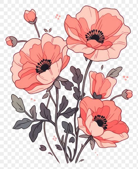 Poppie Flower Drawing, Poppy Flower Reference, Random Flowers Drawing, Poppy Outline Drawing, Poppies Flower Drawing, Poppy Flowers Drawings, Flower Patterns Drawing, Flower Drawing Design Colour, Giving Flowers Drawing Reference