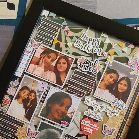 “Let’s frame your joy and happiness” - with these beautiful glass and acrylic frames😍💖 FOLLOW @grafters.choice for more #photoframe #acrylicframe #glassframes #handmade #aesthetics #giftideas #instagood #fyp #smallbusiness #woodenframes #collage #giftshop Happy Birthday Collage Frame, Photo Collage Frame Ideas For Birthday, Photo Frames Ideas Handmade, Handmade Collage Ideas, Deep Frame Box Ideas, Photo Frame Ideas Handmade Easy, Photo Frame Diy Craft, Birthday Card Ideas With Photos, Collage Photo Frame Ideas Handmade