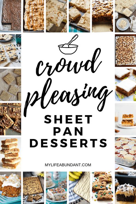 When it comes to pleasing a crowd, a sheet pan dessert is a perfect choice. So easy to make and travel with to any party or gathering. Dessert Recipes Shareable, Sheet Pan Desserts Recipes, Birthday Treats For A Crowd, Desserts For Large Crowds Easy, Easy Sheet Pan Bars, Easy Large Quantity Desserts, Desserts That Feed A Crowd, Desserts For Fundraisers, Easily Transportable Desserts