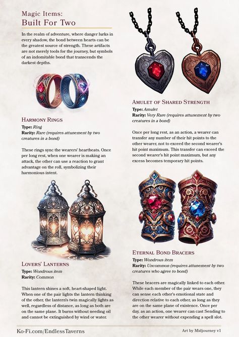 Magic Items For Wizards, Homebrew Magic Items 5e Wizard, Dnd Bracelet Item, Ranger Items Dnd, Fun Dnd Homebrew Items, Fantasy Items Design, Dnd Alice In Wonderland, Wonderous Items Dnd, Dnd Rare Magic Items