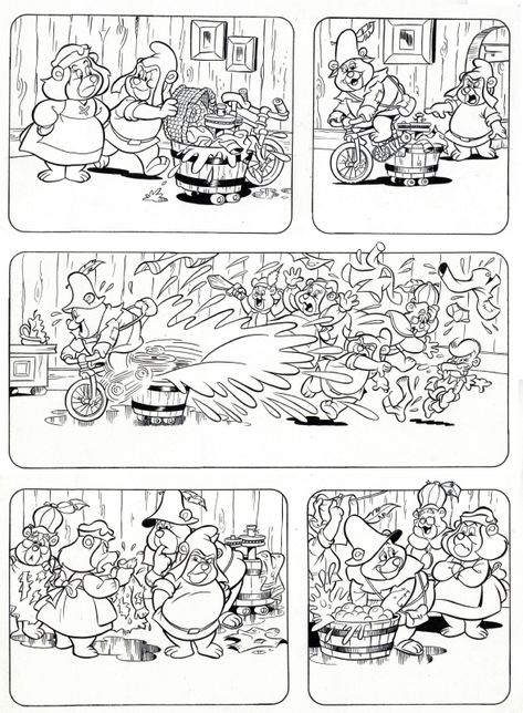 DISNEY'S GUMMI BEARS ORIGINAL COMIC INKED PAGE BY PEPE FERRE / DUMBO MAGAZINE 1989. Comic Art Disney Gummi Bears, Diy Miraculous, Study Layout, Disney Afternoon, Gummi Bears, Cartoon Coloring, Bear Character, 80s Cartoon, Art Comic